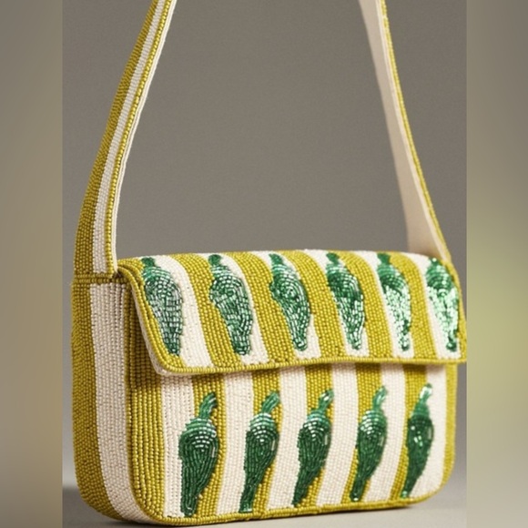 Anthropologie Handbags - NWT Fiona beaded shoulder bag Chilli pepper